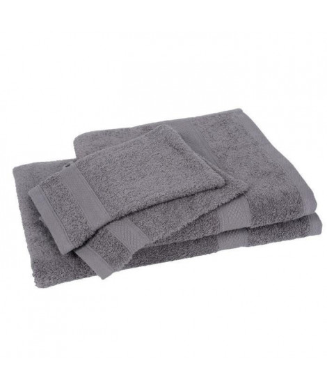 Lot de 1 drap de bain + 1 serviette + 2 gants ELEGANCE gris
