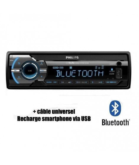 PHILIPS CE 235BT Autoradio Bluetooth USB SDHC + câble universel