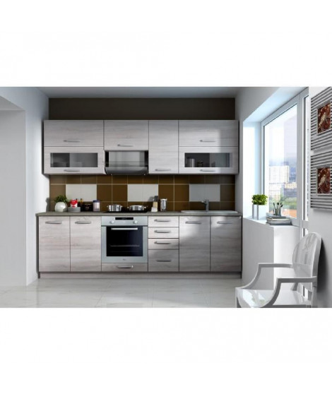 LASSEN Cuisine complete 2m60 - Décor chene clair sonoma