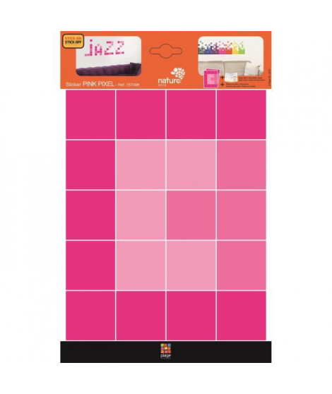 PLAGE Stickers adhésif mural Taille S - Pink pixel2 planches 29,7 x 21 cm, divers motifs