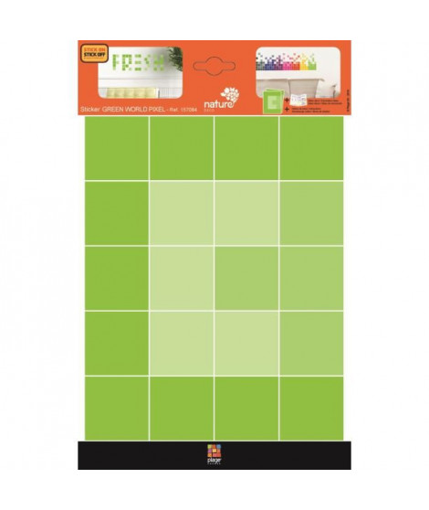 PLAGE Stickers adhésif mural Taille S - Green pixel2 planches 29,7 x 21 cm, divers motifs