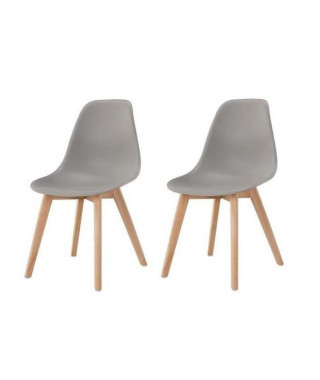 SACHA Lot de 2 chaises de salle a manger design scandinave - Gris