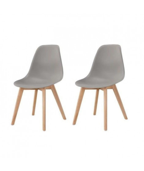 SACHA Lot de 2 chaises de salle a manger design scandinave - Gris