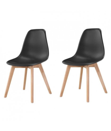 SACHA Lot de 2 chaises de salle a manger scandinaves - Noir