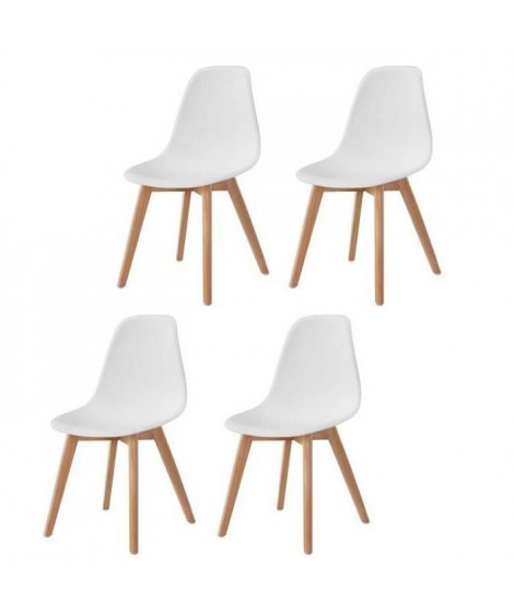 SACHA Lot de 4 chaises de salle a manger scandinaves - Blanc