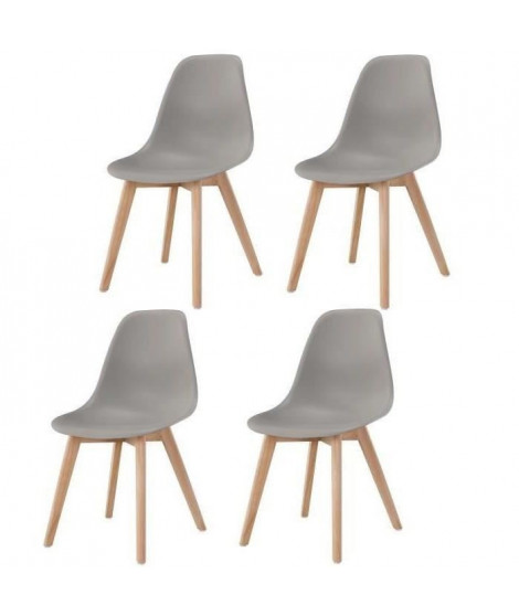 SACHA Lot de 4 chaises de salle a manger scandinaves - Gris