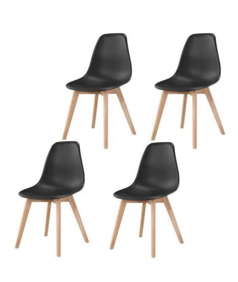 SACHA Lot de 4 chaises de salle a manger scandinaves - Noir