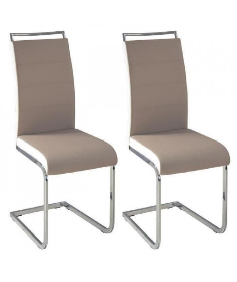 DYLAN lot de 2 chaises Taupe/Blanc