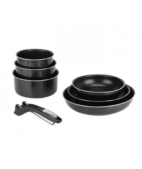 SITRAM Set 3 casseroles + 3 poeles + 1 pince amovible noir