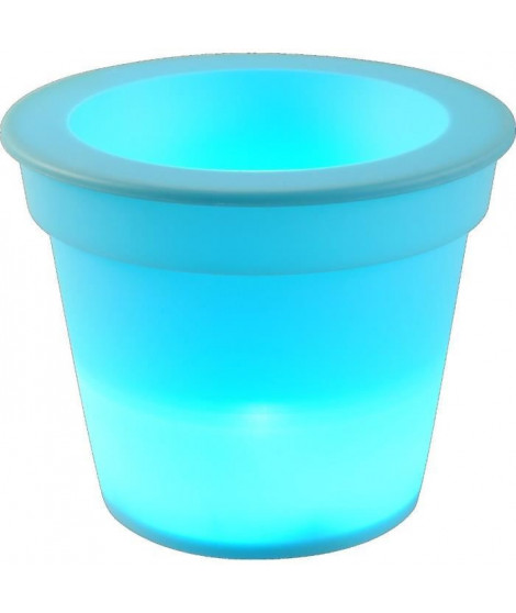 HOMEA Pot Lumineux En Plastique A Piles + 1Led O16*H13Cm Bleu Turquoise