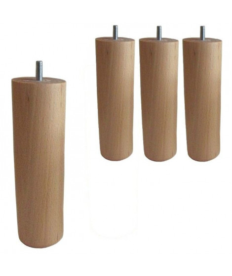 4 Pieds Cylindriques Verni naturel H 20cm