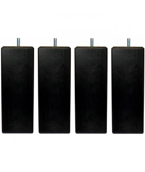 Jeu de pieds carrés L 5,4 cm x l 5,4 cm H 14,5 cm - Noir - Lot de 4