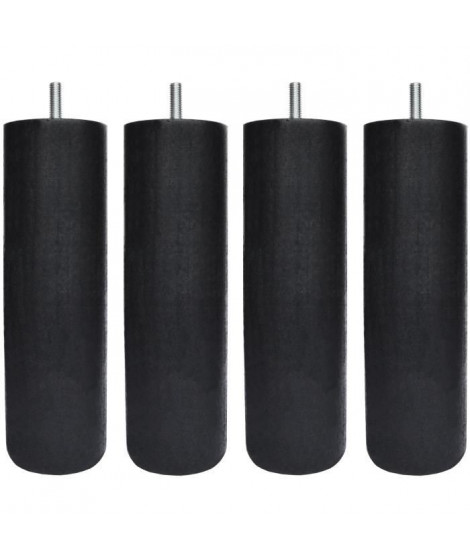 Jeu de pieds cylindriques Ø 6,2 cm H 19 cm Noir - Lot de 4