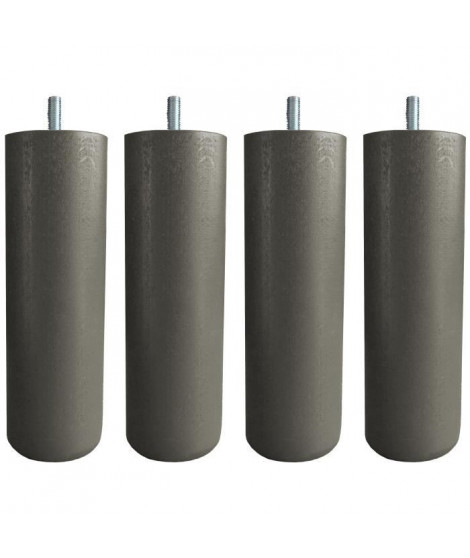 Jeu de pieds cylindriques Ø 6,2 cm H 24,5 cm Taupe - Lot de 4