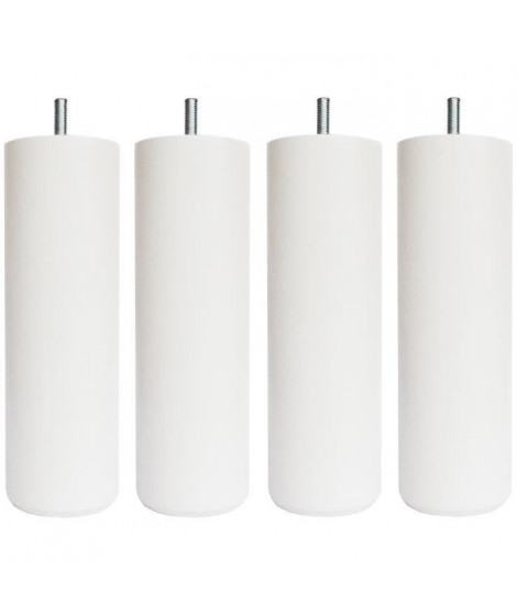 Jeu de pieds cylindriques Ø 6,2 cm H 24,5 cm Blanc - Lot de 4
