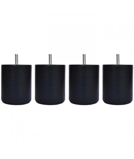 Jeu de pieds cylindriques Ø 7 cm H 8,5 cm Noir - Lot de 4