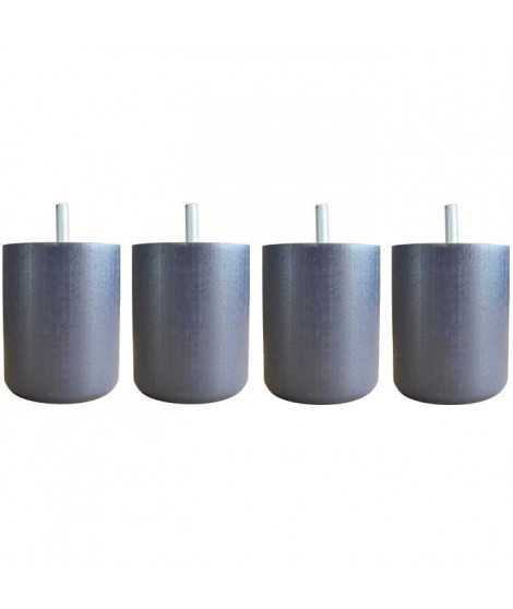 Jeu de pieds cylindriques Ø 7 cm H 8,5 cm Gris anthracite - Lot de 4