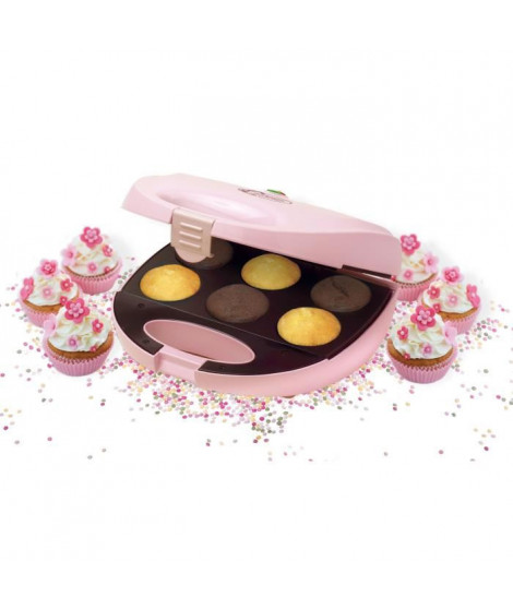 BESTRON DCM8162 Appareil a cupcakes - Jusqu'a 6 en meme temps - Rose Pastel