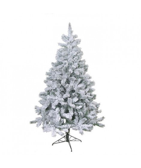 Sapin de Noël floqué blanc 42 branches 150 cm