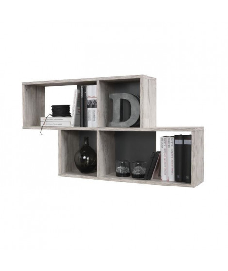 NORA Etagere murale - 100 x 19, 5 x 53 cm - Chene Sable Anthracite