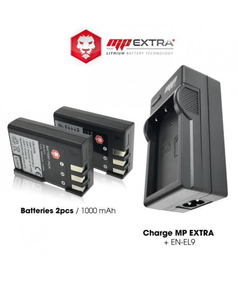 MP EXTRA  MP-ENEL9-PACK  Pack 2 batteries + chargeur ENEL9 pour NIKON