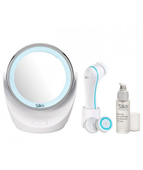SILK'N GBOX004  Kit de beauté - Brosse de nettoyage du visage + Sérum + Miroir lumineux
