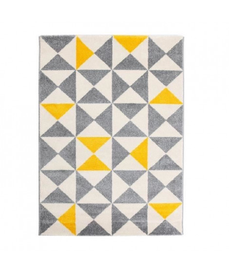 Tapis de salon jaune et anthracite.