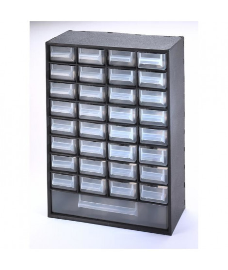 SUNDIS Bloc de rangement Multibox avec 33 tiroirs 29,8x15x41,4 cm noir et transparent