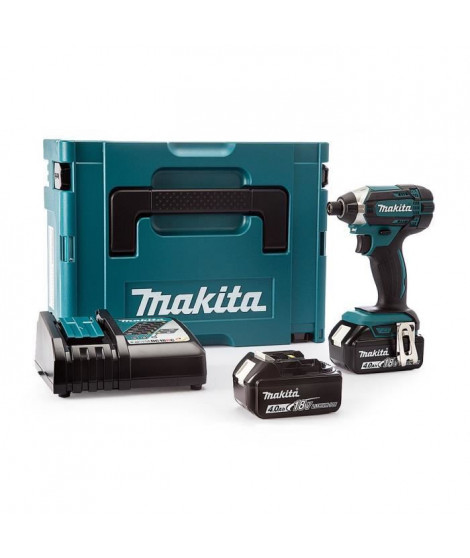 MAKITA Visseuse a chocs avec 2 batteries 18V 4Ah Li-ion et coffret Makpac