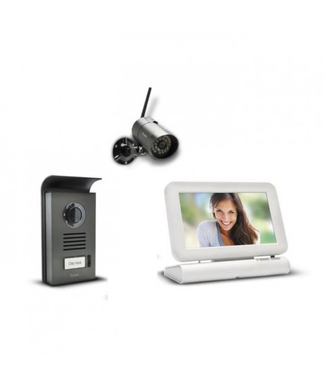 EXTEL Interphone vidéo couleur sans fil avec 2 écrans tactiles 7'' et carte SD 4Go fournie Lesli