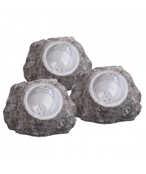 Globo Lighting Lot de 3 rochers solaire - Plastique gris - Plastique translucide - IP44
