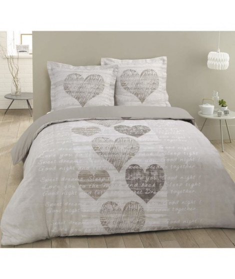 VISION Parure de couette 100% Coton ALICE - 1 Housse de couette 240x260 cm + 2 Taies d'Oreillers 65x65 cm