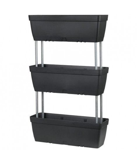 DEROMA Trio de Jardiniere Enjoy a réserve d'eau - 28,8 L - 50 x 16,1 x 22 cm - Noir anthracite