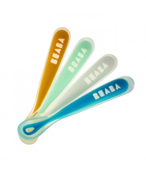 Béaba Lot de 4 cuilleres 1er repas soft silicone Rainbow