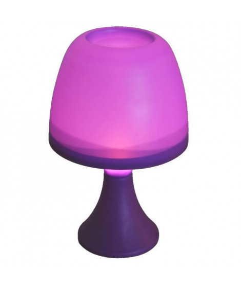 HOMEA Lampe De Table En Plastique A Piles O16*H25Cm Prune