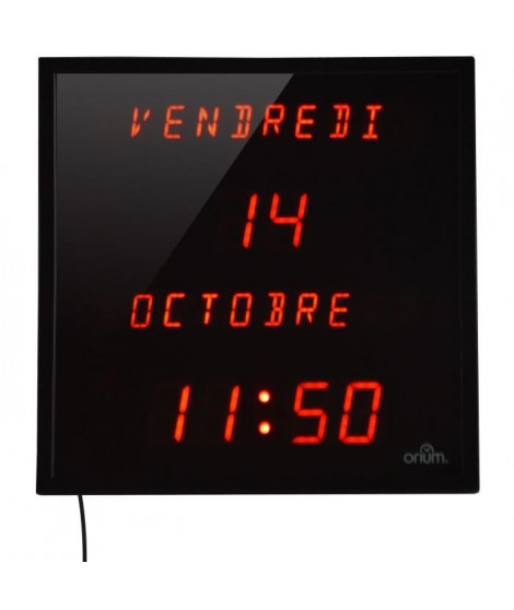 ORIUM Horloge LED a date digitale - 28x28 cm - Noir