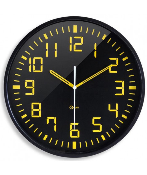 ORIUM Horloge murale silencieuse Contraste - Ø 30 cm - Noir et jaune