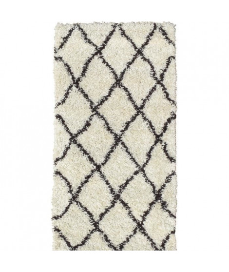 ASMA Tapis de couloir Shaggy Berbere - 100% polypropylene - 80x140 cm - Blanc creme