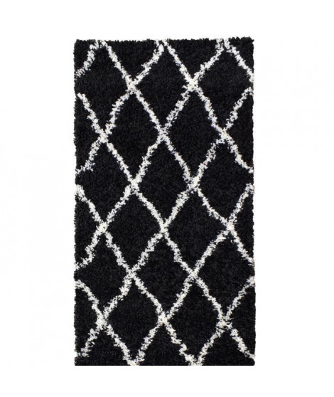 ASMA Tapis de couloir Shaggy Berbere - 100% polypropylene - 80x140 cm - Noir