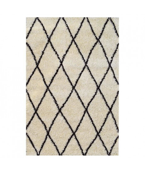 ASMA Tapis de salon Shaggy Berbere - 100% polypropylene - 120x160 cm - Blanc creme