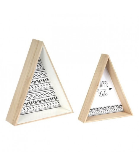 THE HOME DECO FACTORY Lot de 2 étageres triangulaires - Bois - 37,5x11x73 cm - Beige et noir