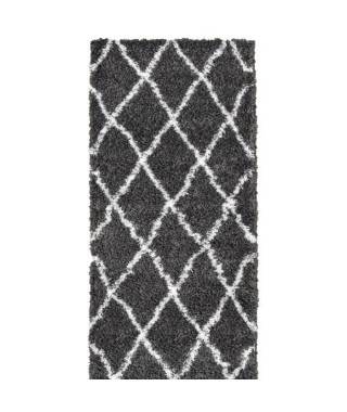 ASMA Tapis de couloir Shaggy Berbere - 100% polypropylene - 80x140 cm - Gris anthracite