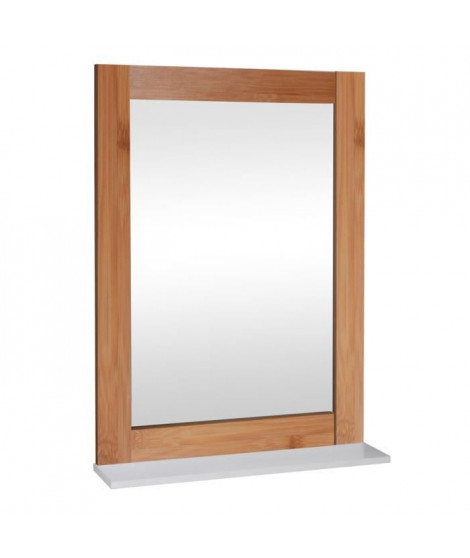 Miroir de salle de bain 50 cm - Laqué blanc brillant et marron
