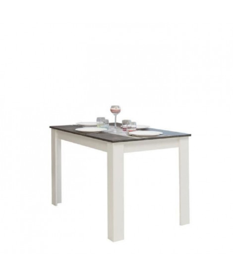 PEPPER Table a manger 4 a 6 personnes style contemporain mélaminée blanc mat et décor béton - L110xl70 cm