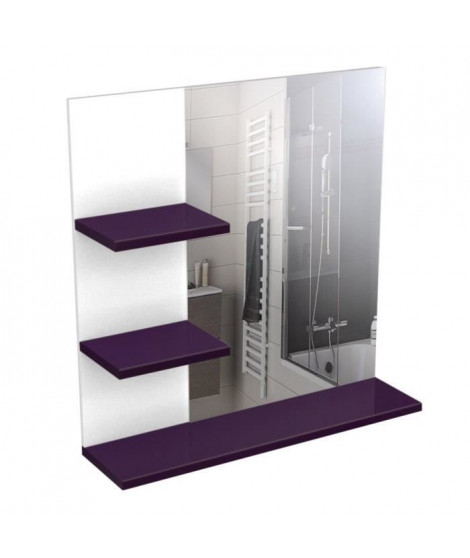 CORAIL Meuble miroir de salle de bain L 60 cm - Aubergine laqué
