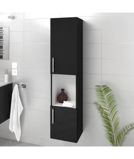 LUNA / LIMA Colonne de salle de bain L 25 cm - Noir brillant