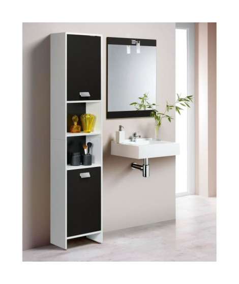 TOP Colonne de salle de bain L 40 cm - Blanc et noir mat