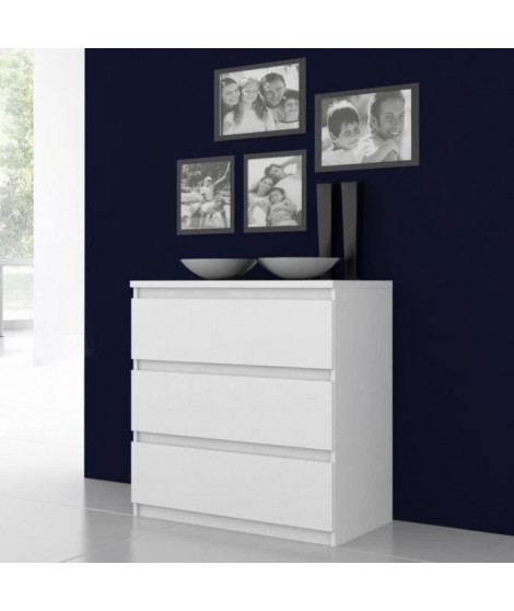 FINLANDEK Commode de chambre NATTI style contemporain blanc mat - L 77,2 cm