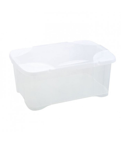 EDA PLASTIQUE Boîte de rangement Clip'Box 30 L - Naturel couvercle avec charniere - 54 x 36 x 24,5 cm