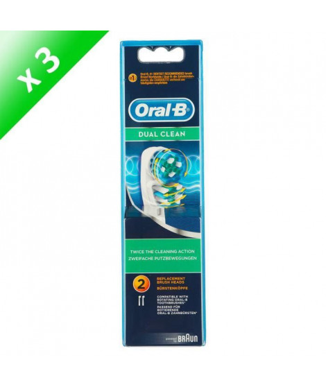ORAL B Brossettes Dual clean - 2 tetes de rechange - Lot de 3